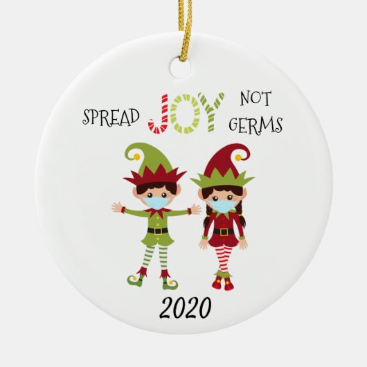 クリスマススプレッドジョイnot Germs小妖精や小人2020 セラミックオーナメント (正面)