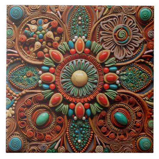 クリスマススペインの抽象芸術テラコッタアート タイル (正面)