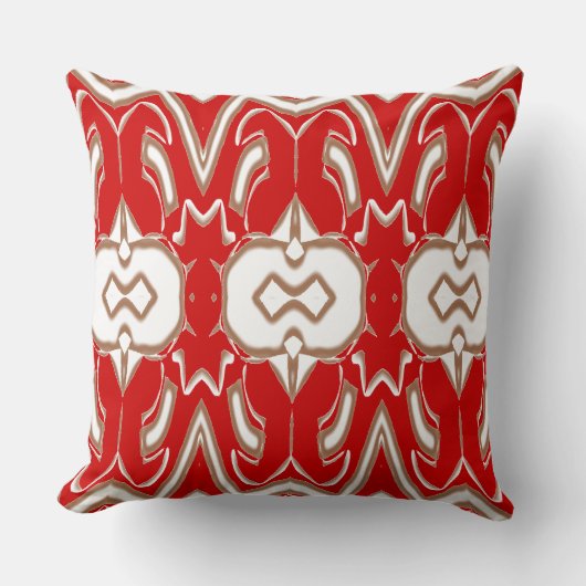 クリスマススペシャルの赤と白の生地パターン クッション (正面)