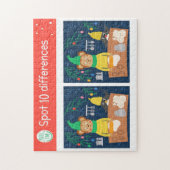 クリスマススポット10相違点ベアーペンギンの子供 ジグソーパズル (縦)