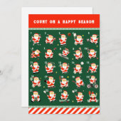 クリスマススポーツカレンダーのカウントダウンホリデーカード シーズンカード (正面/裏面)