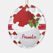 クリスマススポーツゴルフボールサンタハット セラミックオーナメント (左)