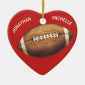 クリスマススポーツサッカーカップル名の休日 セラミックオーナメント (正面)