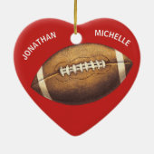 クリスマススポーツサッカーカップル名の休日 セラミックオーナメント (裏面)