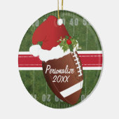 クリスマススポーツサッカーフィールドサンタハット セラミックオーナメント (左)