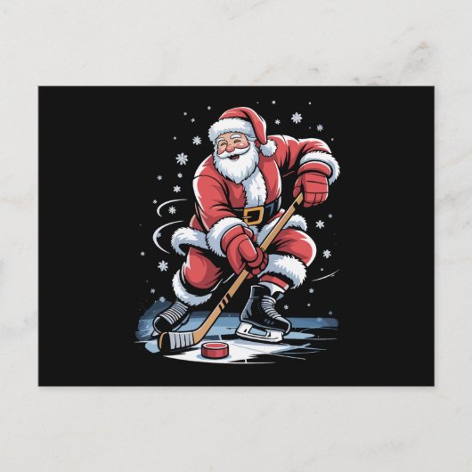 クリスマススポーツサンタ遊アイスホッケークリスマス シーズンポストカード (正面)
