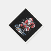 クリスマススポーツサンタ遊アイスホッケークリスマス スタンダードカクテルナプキン (角)