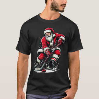 クリスマススポーツサンタ遊アイスホッケークリスマス Tシャツ