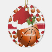 クリスマススポーツバスケットボールサンタハット セラミックオーナメント (左)