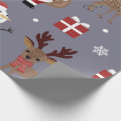 クリスマススモークグレー/サンタ雪だるまを包む紙 ラッピングペーパー (角)