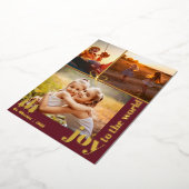 クリスマススリーフォトコラージュ エレガント | モダン 箔シーズンカード (回転した状態)