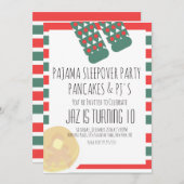 クリスマススリーポバーパジャマスパンケーキ誕生日 招待状 (正面/裏面)