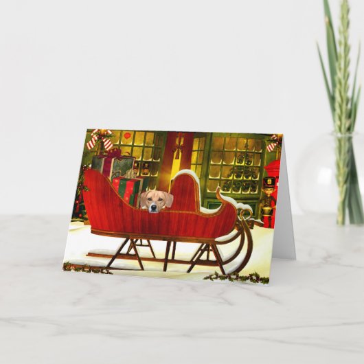 クリスマススレッドでビーグル シーズンカード (正面)