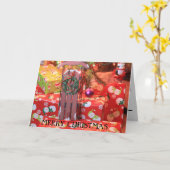 クリスマススレッドのクローズアップカード カード (黄色い花)