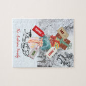 クリスマススレッドスノーホワイトレッドかわいらしヴィンテージシック ジグソーパズル (横)