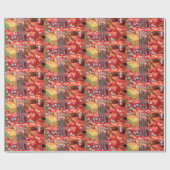 クリスマススレッド付きリース ラッピングペーパー (フラット)