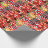 クリスマススレッド付きリース ラッピングペーパー (角)