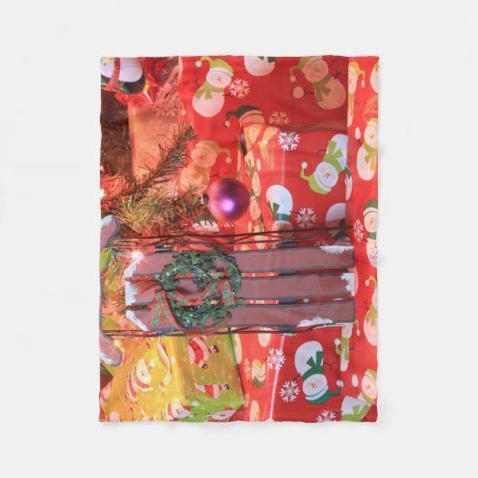 クリスマススレッド フリースブランケット (正面)