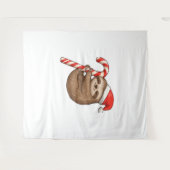 クリスマススロスハギングキャンディクラシックケーンTシャツ タペストリー (正面(横))