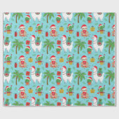 クリスマススロットとラマ模様 ラッピングペーパー (フラット)