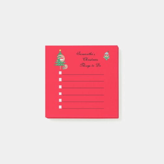 クリスマススロットのパーソナライズされた休日の一覧 ポストイット (正面)
