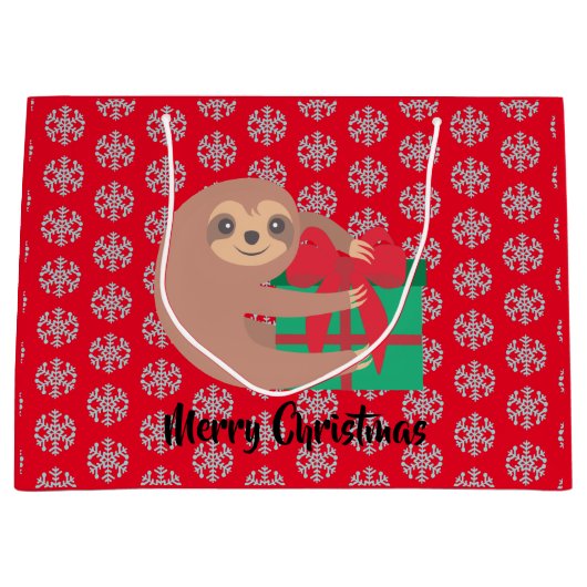 クリスマススロースとギフトレッドスノーフレーク ラージペーパーバッグ (正面)