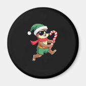 クリスマススロース小妖精や小人ペパーミントキャンディケインシャツギ マグネット (正面)