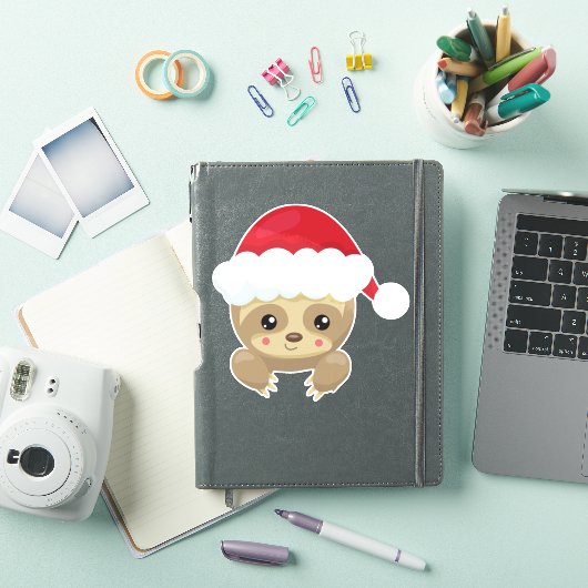 クリスマススロース、かわいいスロース、サンタハット、クリスマス シール (iPadカバー)