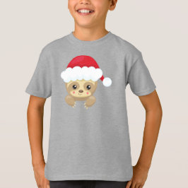 クリスマススロース、かわいいスロース、サンタハット、クリスマス Tシャツ
