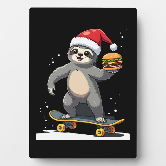 クリスマススロース Funny Christmas Skateboard Sloth ( フォトプラーク (正面)