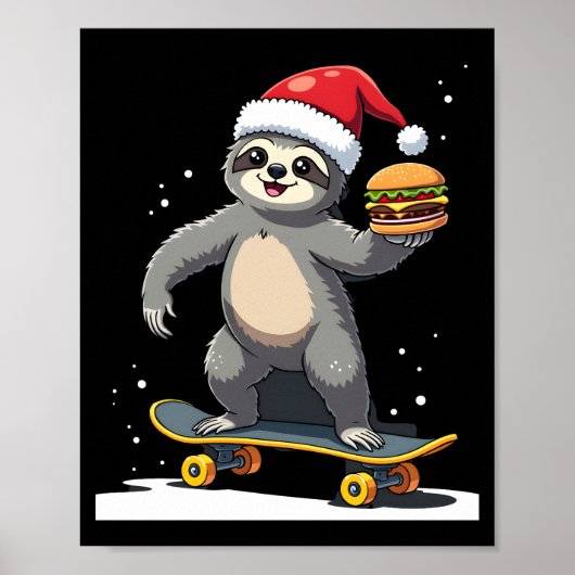 クリスマススロース Funny Christmas Skateboard Sloth ( ポスター (正面)