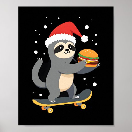 クリスマススロース Funny Christmas Skateboard Sloth ( ポスター (正面)