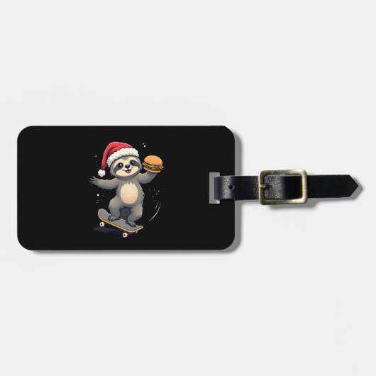 クリスマススロース Funny Christmas Skateboard Sloth ( ラゲッジタグ (正面横)
