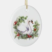 クリスマススワンとホリデーリース セラミックオーナメント (右)