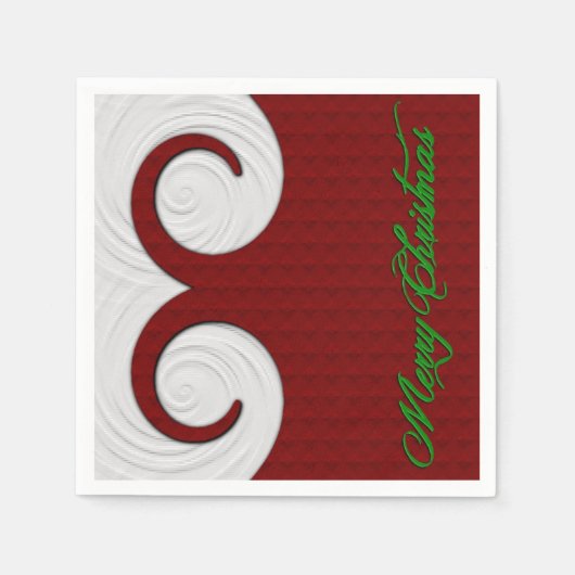 クリスマススワール赤と白ホリデーナプキンス スタンダードカクテルナプキン (正面)
