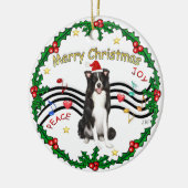 クリスマスス音楽1縁ど - Collie (Santa hat) セラミックオーナメント (左)