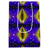 クリスマスズアートデコオンパープルイエローレインボー ミディアムペーパーバッグ (裏面)