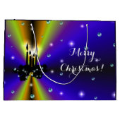 クリスマスズアートデコオンパープルイエローレインボー ラージペーパーバッグ (裏面)