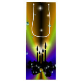 クリスマスズアートデコオンパープルイエローレインボー ワインギフトバッグ (正面)