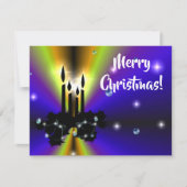 クリスマスズアートデコオンパープルイエローレインボー 出欠カード (正面)
