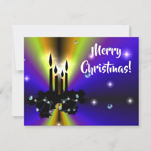 クリスマスズアートデコオンパープルイエローレインボー 出欠カード (正面)