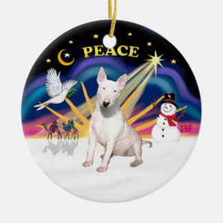 クリスマスズサンライズブルテリア セラミックオーナメント