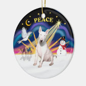 クリスマスズサンライズブルテリア セラミックオーナメント (左)