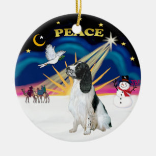 クリスマスズサンライズ – イングリッシュスリンガースパニエル犬 セラミックオーナメント