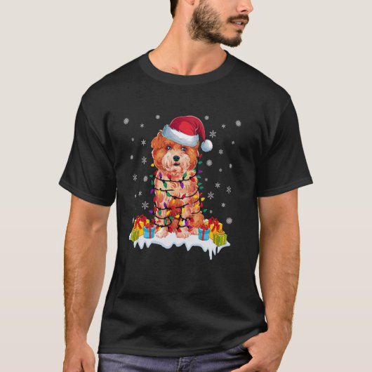 クリスマスズチュンドッグのサンタ帽子の醜いクリスマスを着て Tシャツ (正面)