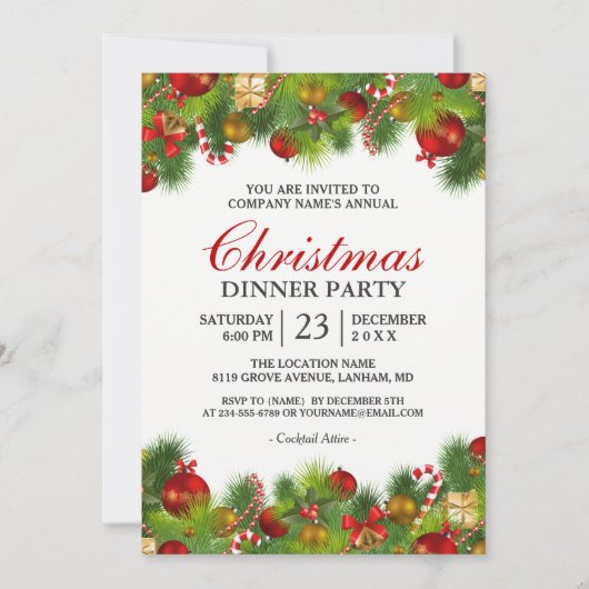 クリスマスズバウブルズパインズベリーズアニュアルクリスマスパーティー 招待状 (正面)