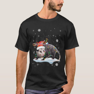 クリスマスズラットクリスマスがサンタトナカイのラットラバーにライト Tシャツ