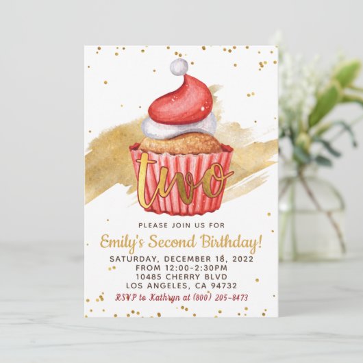 クリスマスセカンド誕生日招待状 招待状 (スタンド正面)