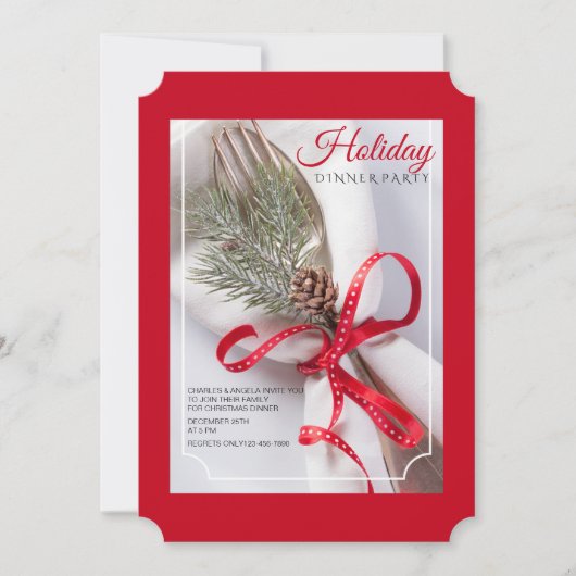 クリスマスセッティングディナーパーティの招待状 招待状 (正面)