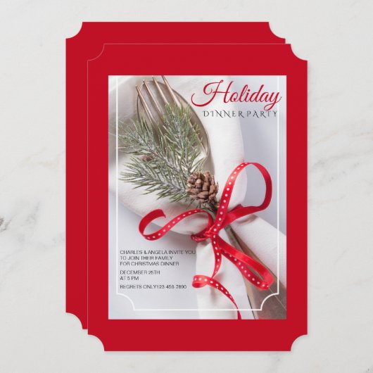 クリスマスセッティングディナーパーティの招待状 招待状 (正面/裏面)
